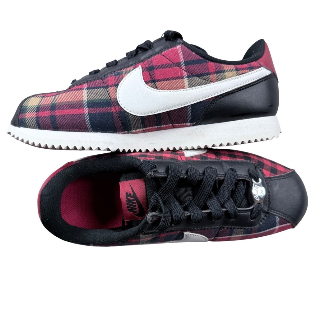 Nike Cortez Basic Plaid Red Black White Sneakers AA3498-003 Mens 4.5Y Womens 6